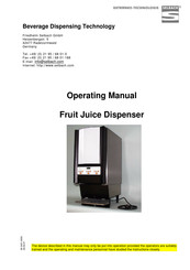 Selbach Fruit Juice dispenser Operating Manual