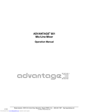 Advantage 801 Operation Manual