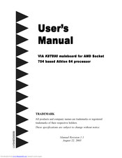 Via Technologies K8T890 User Manual