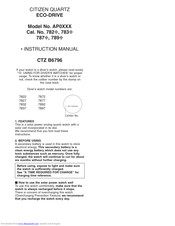 Citizen Quartz 7822 Instruction Manual