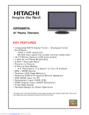 Hitachi 42PD580DTA Specification