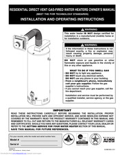Giant RESIDENTIAL DIRECT VENT GAS-FIRED WATER HEATERS Installation And Operating Instructions Manual