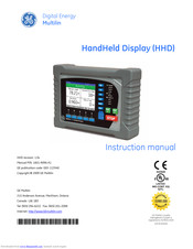 Ge HandHeld Display (HHD) Instruction Manual