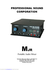 Professional Sound Corporation MJR Operation Manual