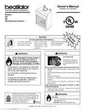 Heatilator I80 Owner's Manual Installation And Operation
