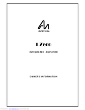 Audio Note I Zero Owner's Information