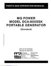 MQ Power WhisperWatt DCA800SSK Parts And Operation Manual