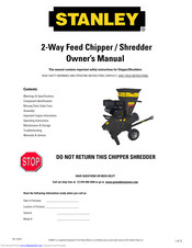 Stanley 2-Way Feed Chipper / Shredder Owner's Manual