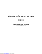 Apogee DAX 3 Owner's Manual