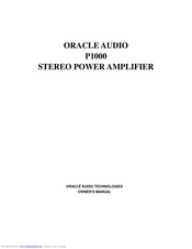 Oracle Audio P1000 Owner's Manual