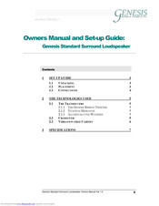 Genesis 1.1 Setup And Owners Manual