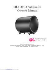 Anthony Gallo Acoustics TR-3D Owner's Manual