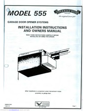 Overhead Door 555 Installation Instructions And Owner's Manual