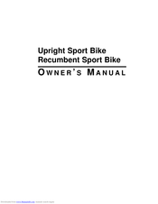Star Trac Recumbent Sport Bike Owner's Manual