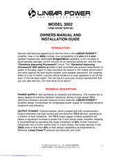 Linear Power 3002 Owner's Manual And Installation Manual