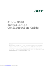 Acer Altos R920 Series Installation &  Configuration Manual