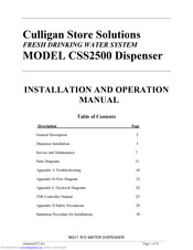 Culligan CSS2500 Installation And Operation Manual