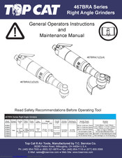 TOP CAT 467BRA1; 467BRA2; 467BRA4; 467BRAC; 467BRAD; 467BRA5 General Operators Instructions And Maintenance Manual