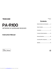 Tascam PA-R100 Instruction Manual