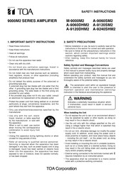 Toa A-9120SM2 Safety Instructions