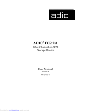 ADIC FCR 250 User Manual