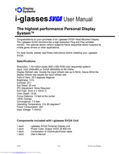 I-O Display Systems i-glasses SVGA User Manual