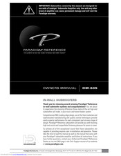 Paradigm Reference OM-605 Owner's Manual