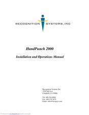 Recognition Systems HandPunch 2000 Installation And Operation Manual