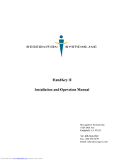 Recognition Systems HandKey II Installation And Operation Manual