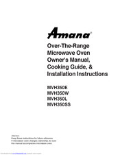 Amana MVH350W Owner's Manual & Installation Instructions
