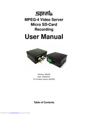 SprintSc MPEG-4 Video Server User Manual