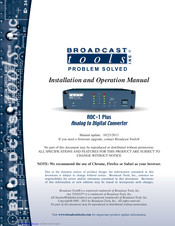 Broadcast Tools ADC-1 Plus Installation And Operation Manual