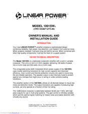 Linear Power LINEAR POWER 1001SW Owner's Manual And Installation Manual