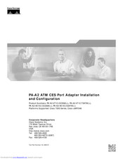 Cisco PA-A2-4E1XC-OC3SM Installation And Configuration Manual