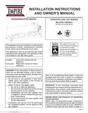 Empire Comfort Systems VFSR-30-5 Installation Instructions And Owner's Manual