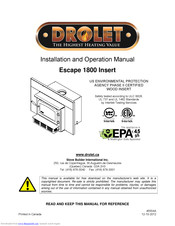 Drolet Escape 1800 Insert Installation And Operation Manual