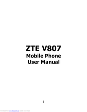 ZTE V807 User Manual