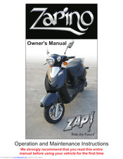 Zap Zarino Owner's Manual