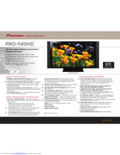 Pioneer Elite PureVision PRO 1140HD Specification
