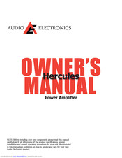 Audio Electronics Hercules Owner's Manual