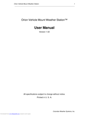 Columbia Weather Systems Orion Vehicle User Manual