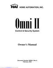HAI OMNI II Owner's Manual