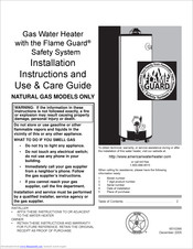 American Water Heater Gas Water Heater Installation Instructions And Use & Care Manual