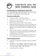 SIIG CyberSerial Dual PCI Quick Installation Manual