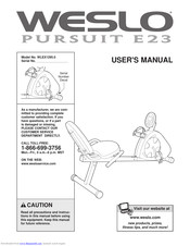 Weslo Pursuit E 23 Bike Manuals ManualsLib