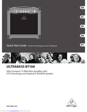 Behringer Ultrabass BT108 Quick Start Manual