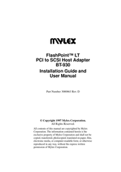 Mylex FlashPoint BT-930 Installation Manual And User's Manual
