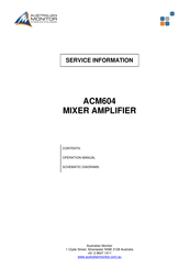 AUSTRALIAN MONITOR ACM604 Service Information