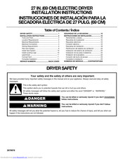 Kenmore 27 IN. (69 CM) Installation Instructions Manual