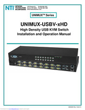 NTI UNIMUX-USBV-16HDUC5 Installation And Operation Manual